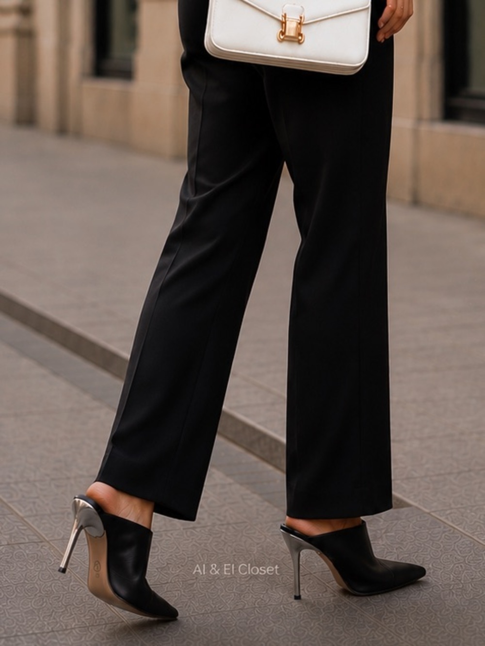 Michael Kors Halle Mule Pump Leather Black Pointed Toe Heels Size 7.5M NIB